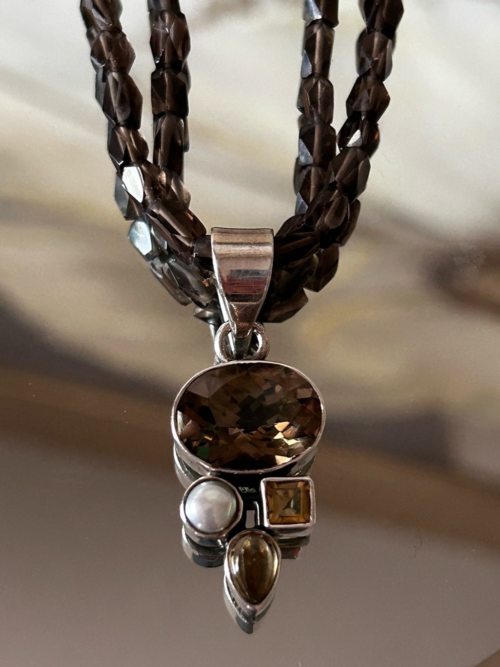Sterling silver smokey quartz necklace